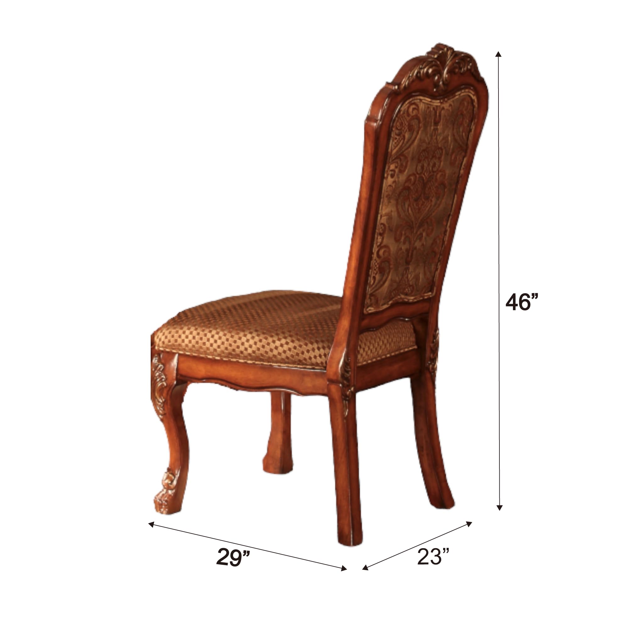 ACME Dresden Side Chair (Set-2) - 12153 - Fabric & Cherry Oak