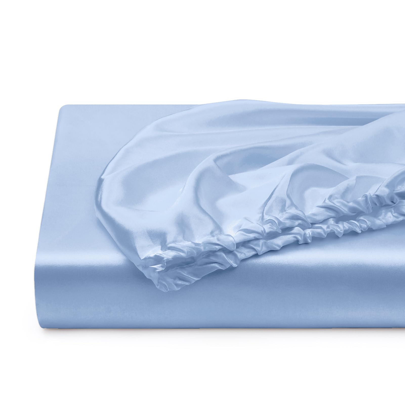 Queen Silk Satin Fitted Sheet, Soft Deep Pocket Single Bottom Bed Sheets Sold Separately, Wrinkle Free, Non- Fading, Breathable,