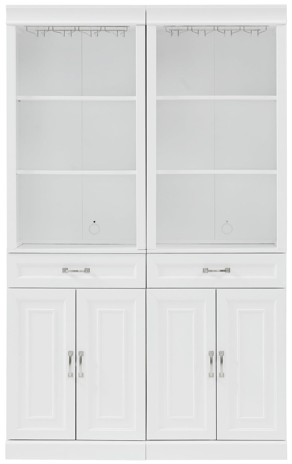 Crosley Furniture Stanton 2-Piece Wine, Liquor, Coffee Bar Cabinet Set with Storage Shelves and Drawers, White