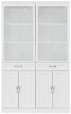 Crosley Furniture Stanton 2-Piece Wine, Liquor, Coffee Bar Cabinet Set with Storage Shelves and Drawers, White
