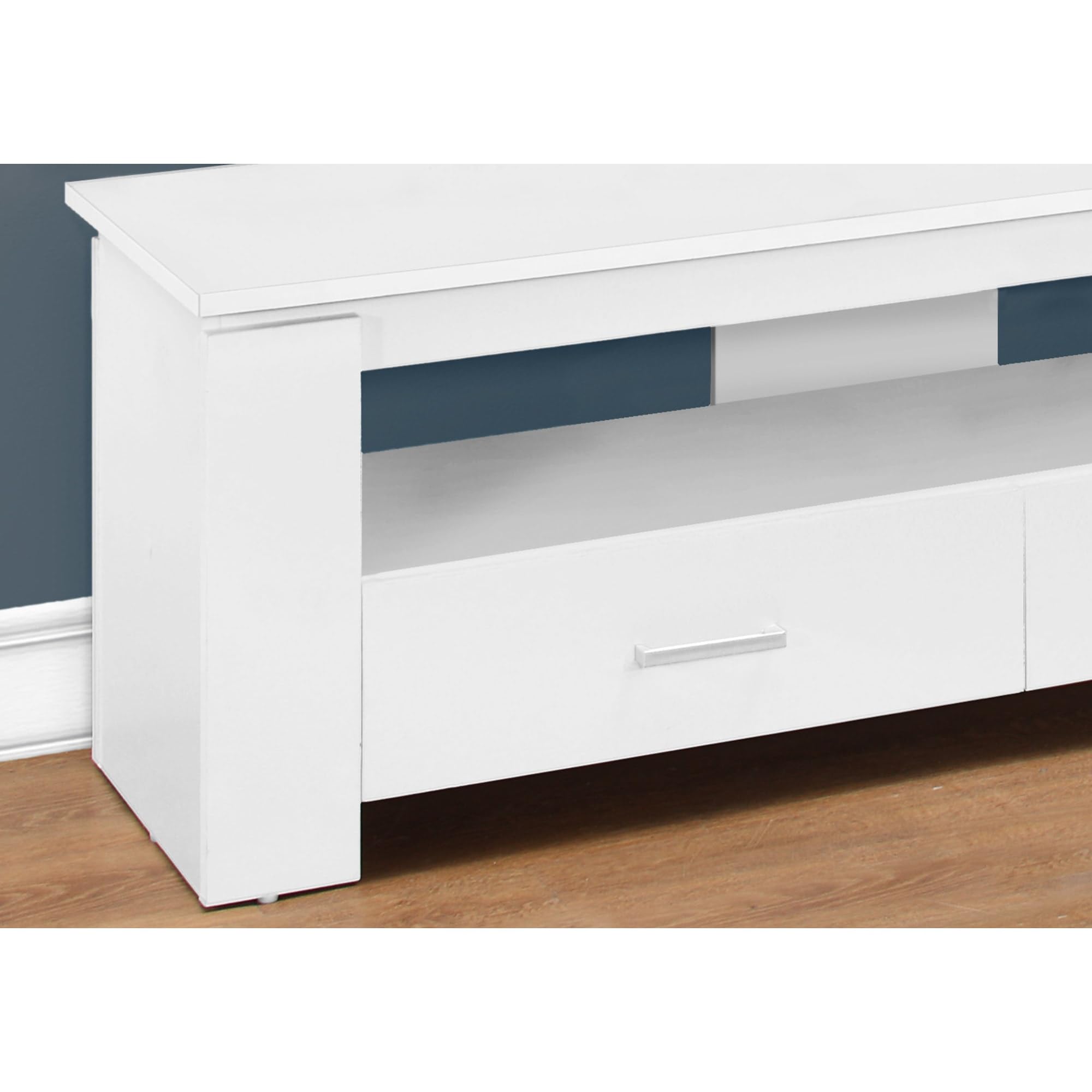 Monarch Specialties I TV STAND-48 L 2 Storage Drawers, White