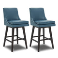 Chita Bar Height Swivel Barstool With Back Set Of 2, Fsc Certified Upholstered Bar Stool, 30.7' H Seat Height, Pu Leather In Dark Blue