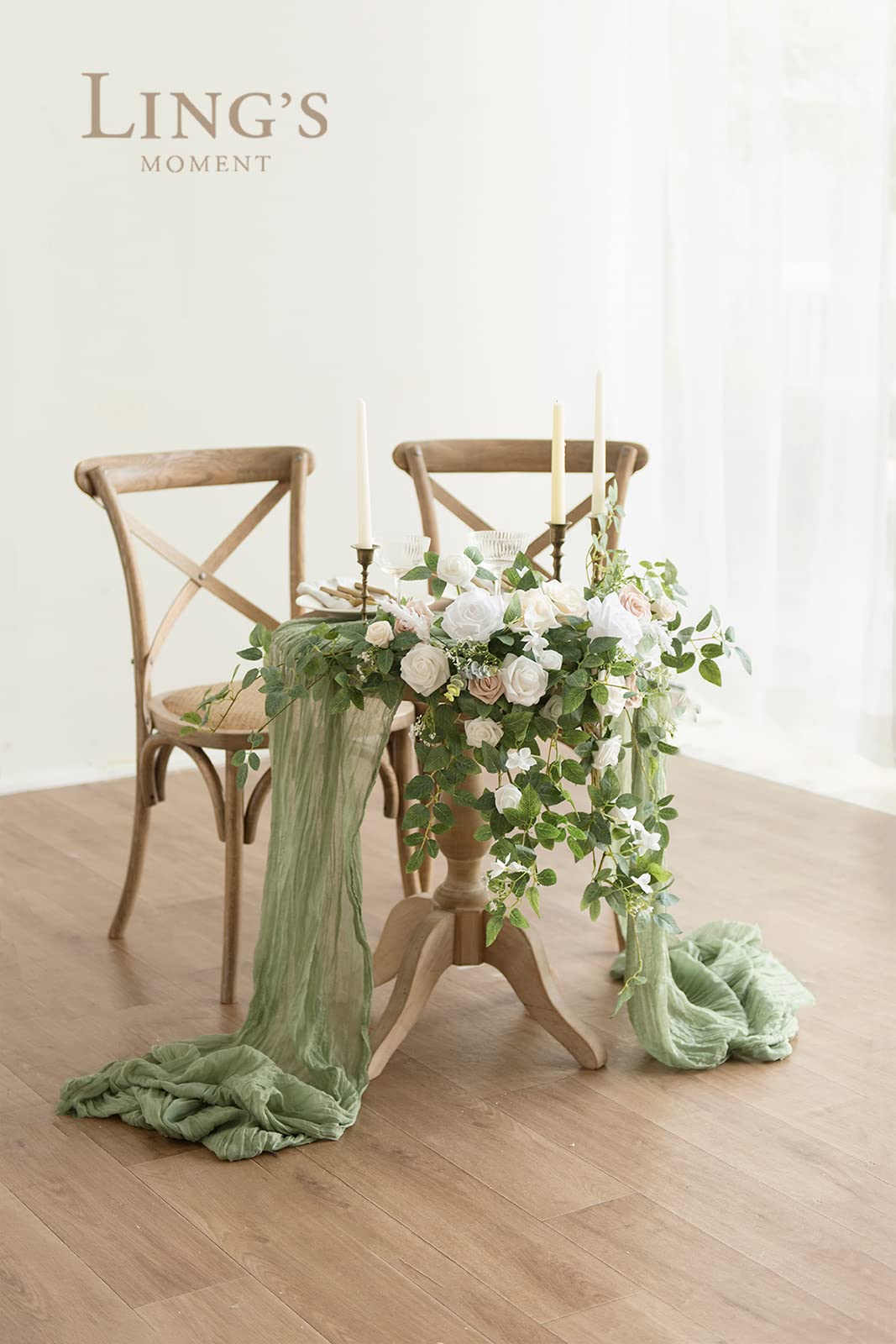 Ling'S Moment 2Pcs Artificial Floral Swags Arch Flowers Wedding Centerpieces Flower Rose Garland Greenery Arrangements For Sweet