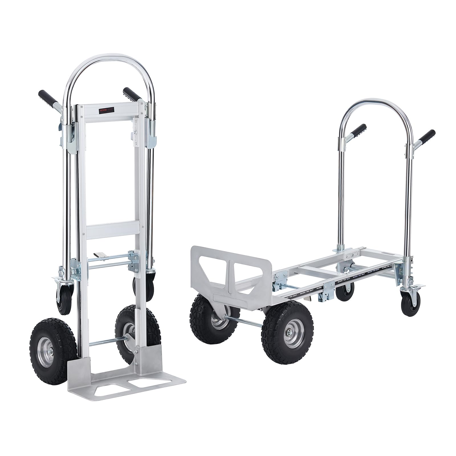 VEVOR Aluminum Folding Hand Truck, 2 in 1 Design 1000 lbs Capacity, Heavy Duty Industrial Collapsible cart, Dolly Cart with Rubb