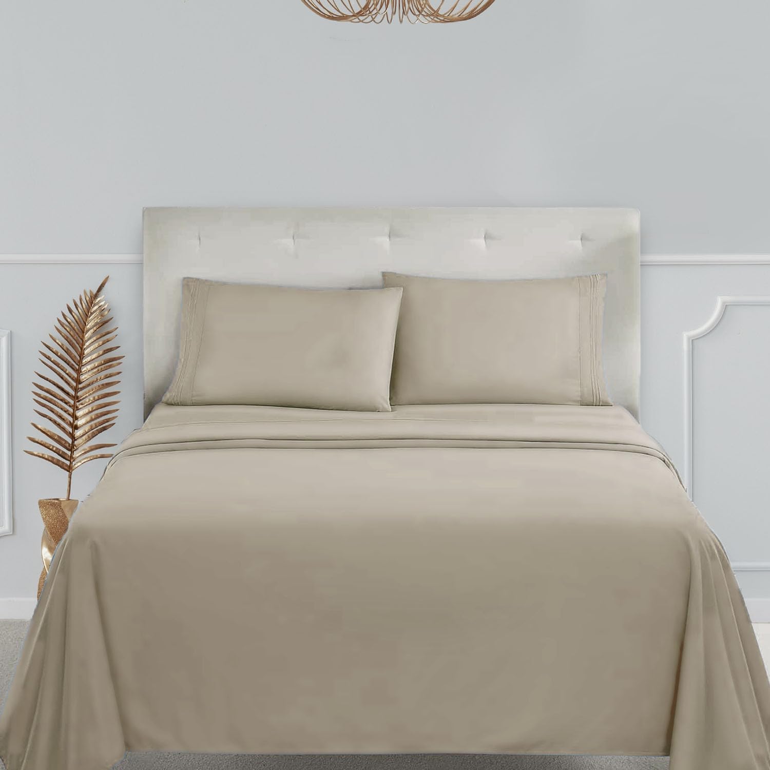 Clara Clark Premier 1800, Twin Xl 3Pc Microfiber Bed Linen Set, Beige Cream - Ultra Soft, Deep Pocket, Fade Resistant, 3 Piece Sheet Set With 1 Pillowcase