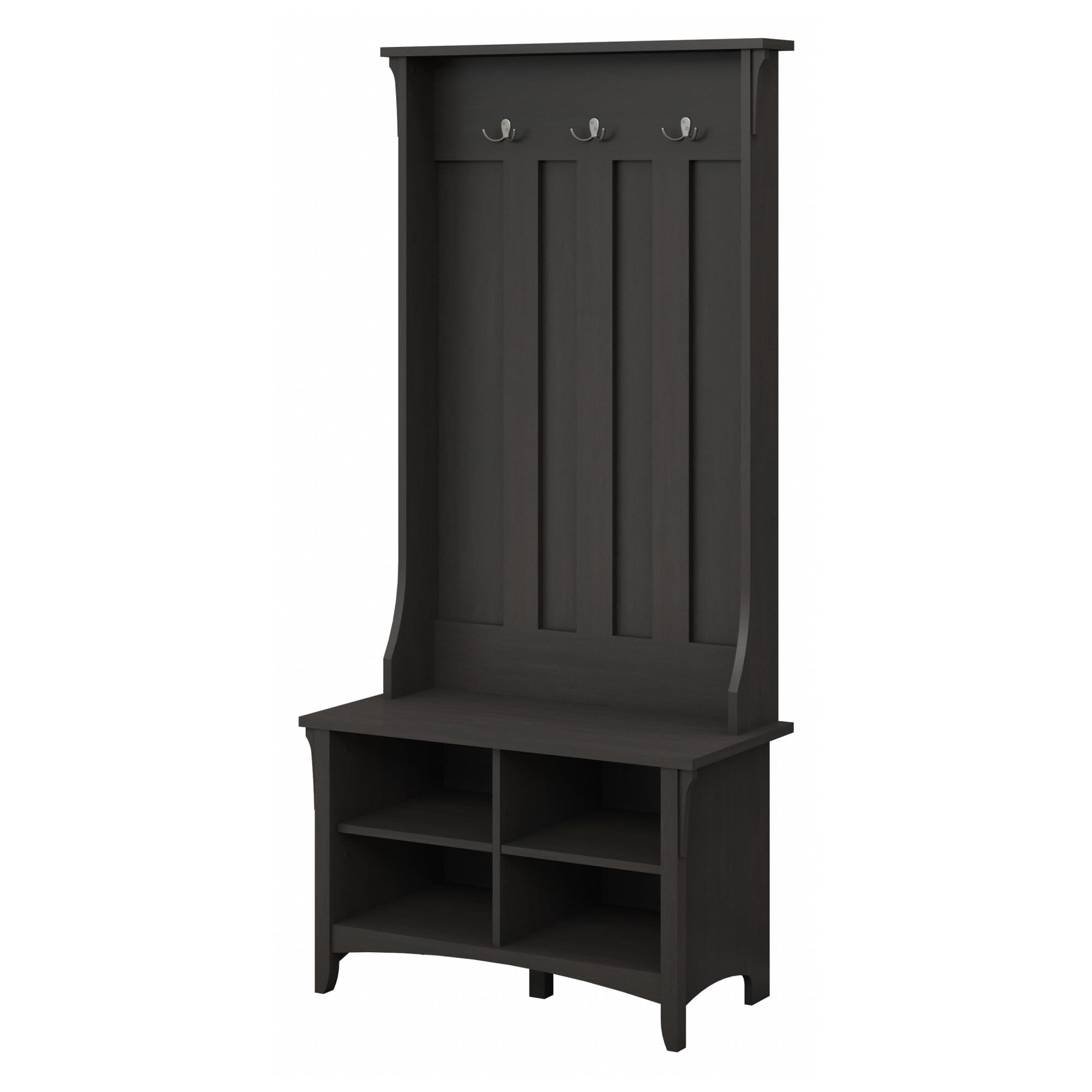 Bush Furniture Salinas Hall Tree with Shoe Storage Bench in Vintage Black