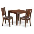 East West Furniture OXDU3-MAH-LC 3 Piece Dining Table Set for Small Spaces Contains a Square Dining Room Table and 2 Faux Leather Upholstered Chairs, 36x36 Inch, Mahogany