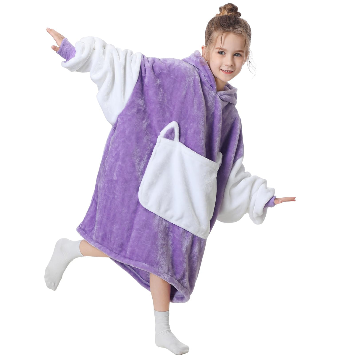 Aemilas Wearable Blanket Hoodie For Kids - Microfiber Hooded Blanket As Birthday Gifts For 6-12Yr Teens,Cozy Flannel Sweatshirt
