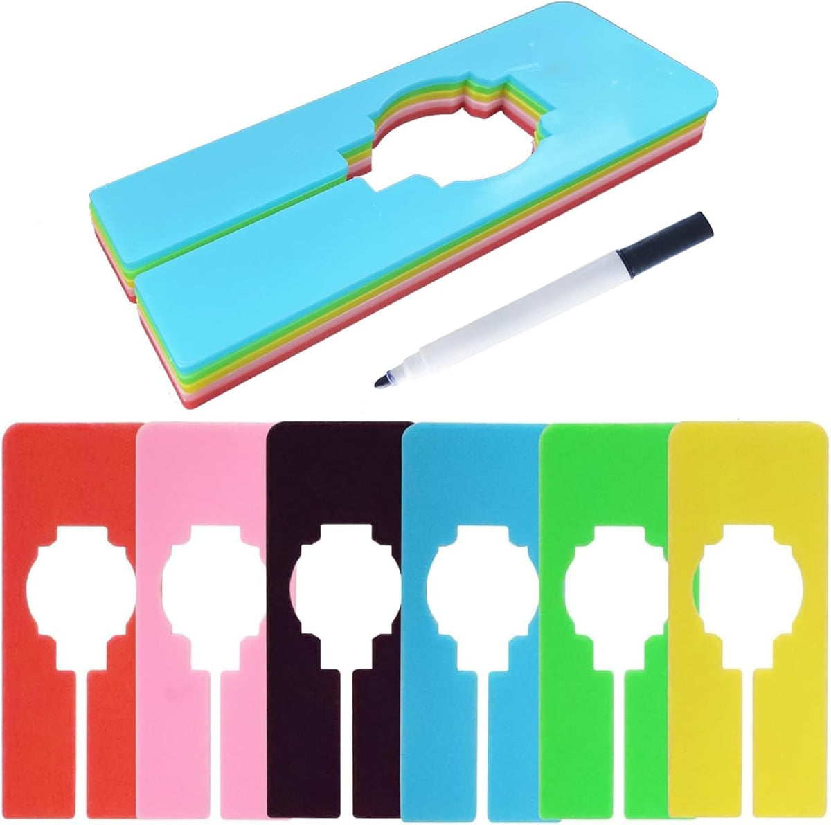WsjiaboFux 6Pack Colorful Closet Dividers: Writable, Reusable Plastic Rack Size Dividers
