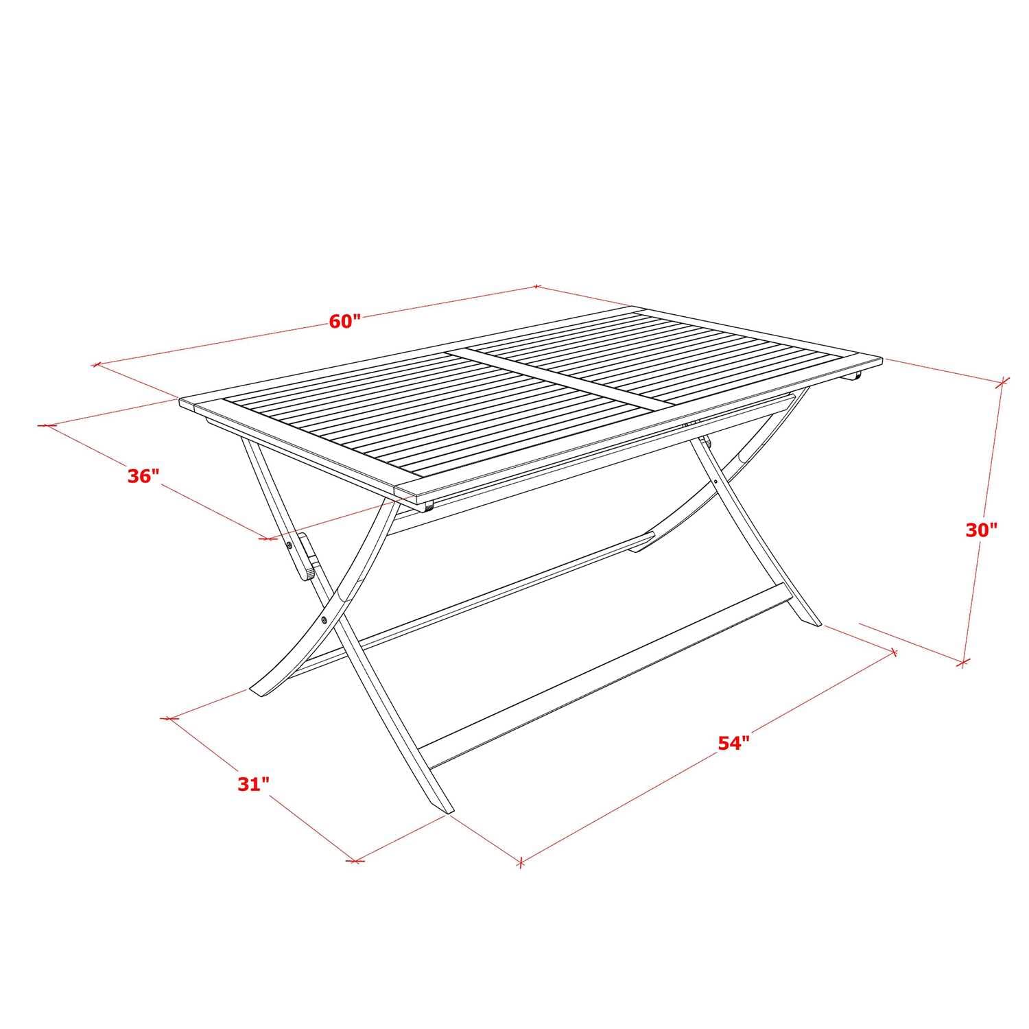 East West Furniture AECN5C5NA 5 Piece Patio Dining Set Includes a Rectangle Outdoor Acacia Wood Table and 4 Folding Adjustable Arm Chairs, 36x60 Inch, Natural Oil