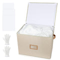 Lukeline Wedding Dress Storage Box,Wedding Dress Preservation Box with Lid,Foldable Acid-Free Organizer with 1 Pair of Microfibe