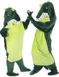NAFLEAP Wearable Blanket Hoodie kids Shark Dinosaur Onesie Costume Gifts for Girls, Dinosaur green, 130