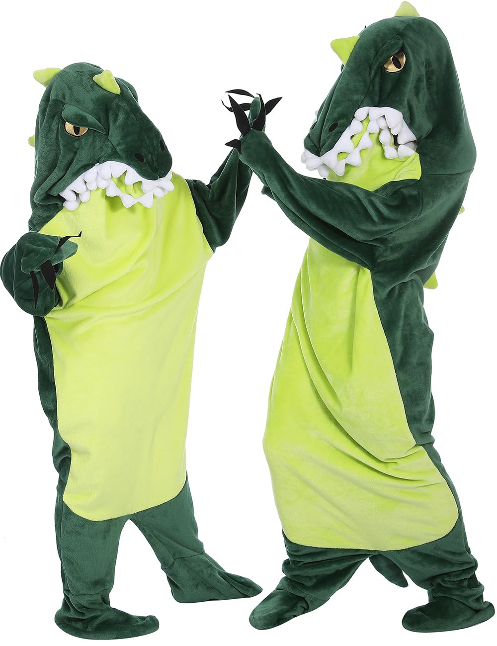 NAFLEAP Wearable Blanket Hoodie kids Shark Dinosaur Onesie Costume Gifts for Girls, Dinosaur green, 140