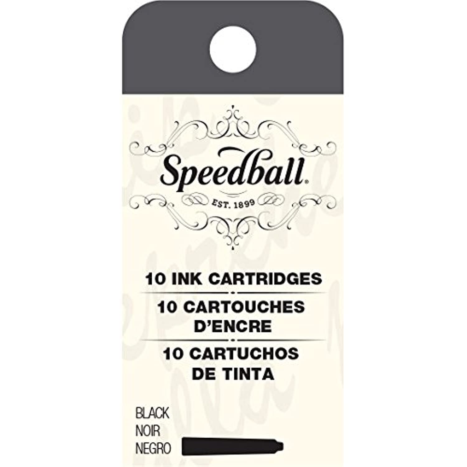 Speedball 002905 Fountain Pen Ink Cartridges Set - Cartridges For Speedball Fountain Pens -10 Black Cartridges