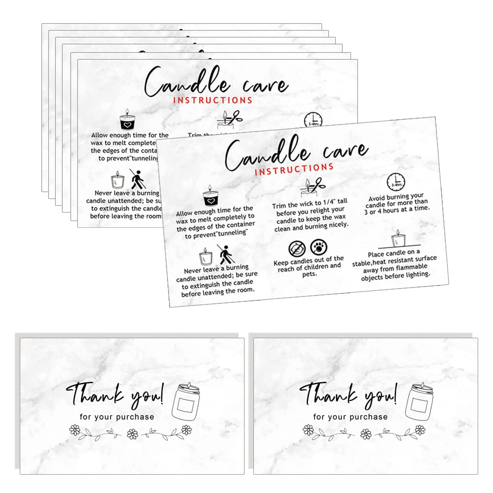 Handmade Candle Care Instruction Card, Candle Care Instruction Card, 3.5 x 2 inches for Handmade Candle Makers Soy Bees Wax Coco