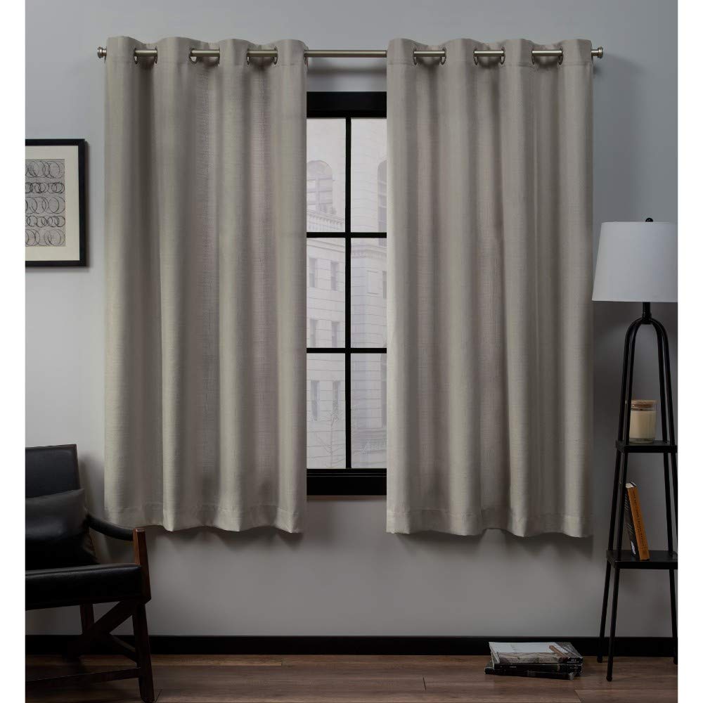 Exclusive Home Loha Linen Grommet Top Curtain Panel Pair, 54'X63', Vintage Linen