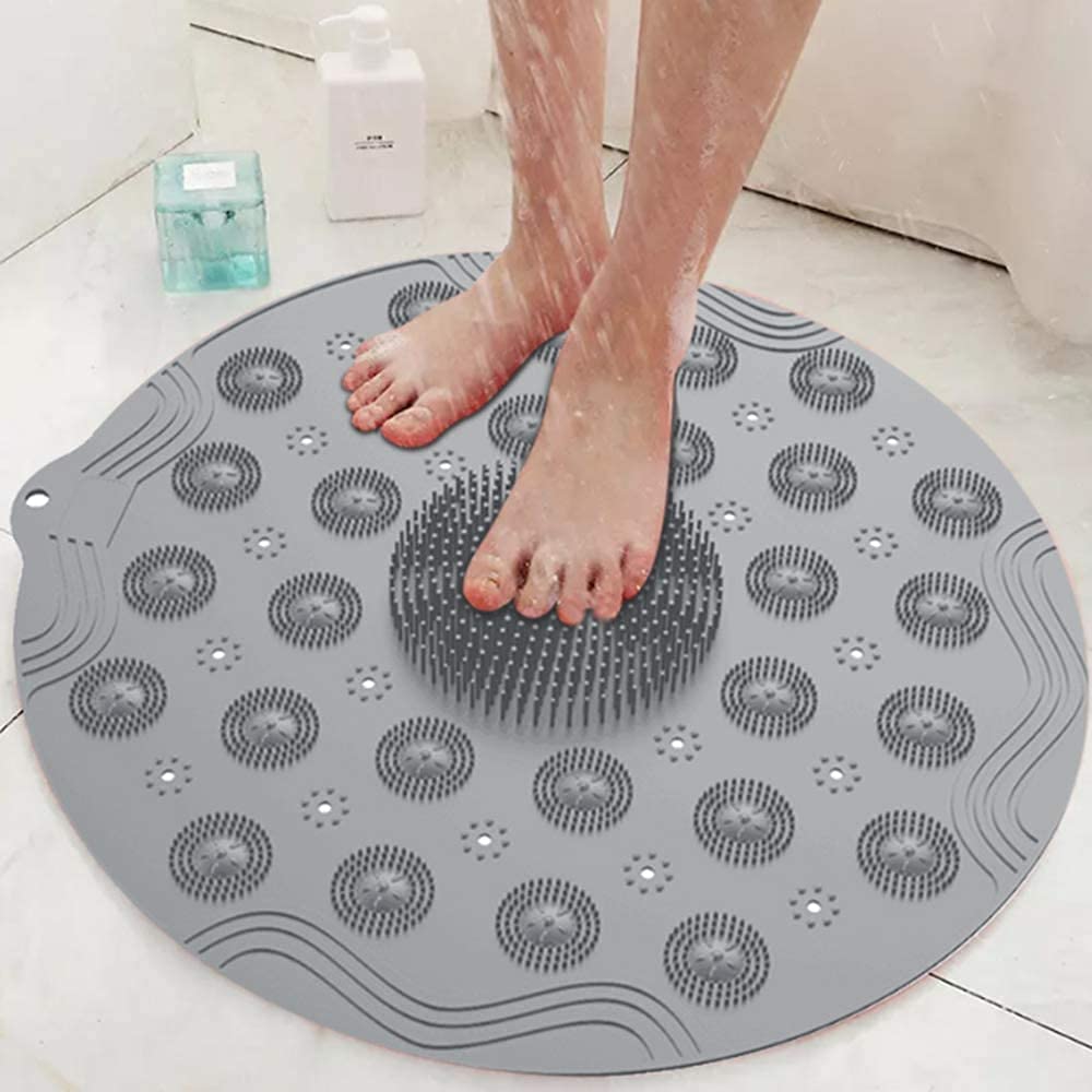 Home Brilliant Bathroom Mat NonSlip Suction Cup Round Silicone Bath Soft Shower Carpet Solid Color Foot Massage Mat Bathtub