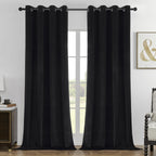 Joydeco Black 100% Blackout Curtains 96 Inches Long 2 Panels Set, Black Out Curtain For Bedroom, Grommet Heavy Luxury Thermal In