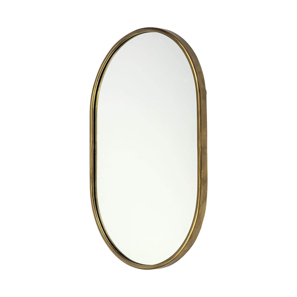 HomeRoots Oval Gold Metal Frame Wall Mirror