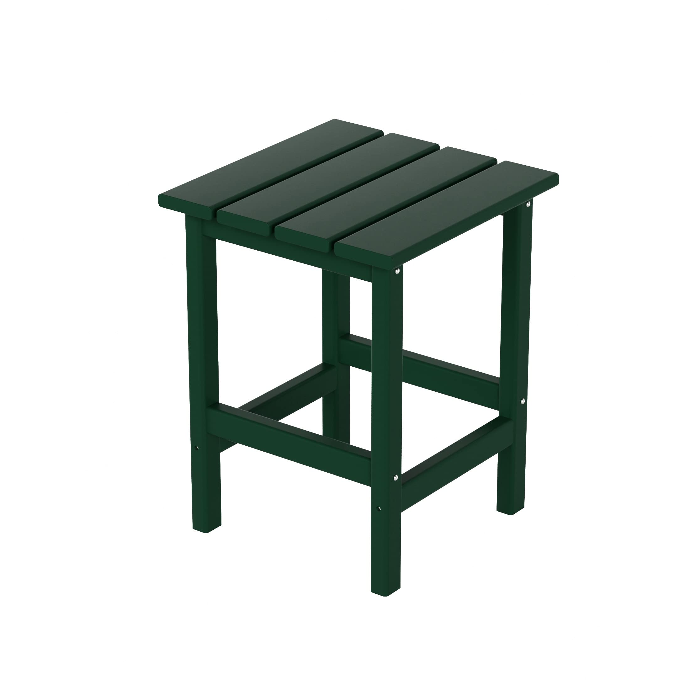 Costaelm Square Outdoor Side Tables, Adirondack Patio Tables For Outside, Hdpe Patio End Table Weather Resistant, Balcony Table For Pool, Seaside, Backyard, Porch, Indoor Companion, Dark Green