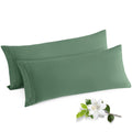 Horbaunal 2 Pack Microfiber Body Pillow Covers Green Body Pillow Cases With Envelope Closure, 1800 Thread Count Soft & Shrinkage