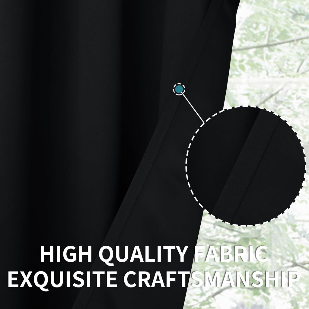 Bgment Kitchen Curtain 45 Inch Length, Short Blackout Curtain For Small Window, Grommet Privacy Thermal Insulated Tier Room Darkening Drape For Bedroom, 1 Panel, 42 X 45 Inch, Black