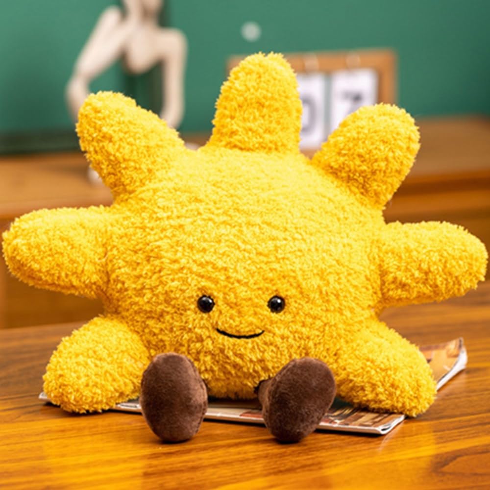 Oukeyi Sun Shaped Plush Pillow,Smiling Fun Filled Sun, Stars, Moon, Cloud Shaped Plush Toys For Home Decoration, As Birthday Gif