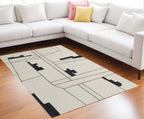 HomeRoots 514397 10 x 14 ft. Ivory Gray & Taupe Wool Abstract Hand Tufted Handmade Rectangle Area Rug