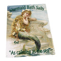 Mermaid Bath Salts Metal Sign: Surfing and Tropical Decor Wall Accent