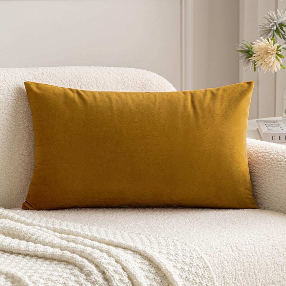 Miulee Velvet Soft Soild Decorative Square Throw Pillow Cover Cushion Case For Spring Sofa Bedroom Car 12 X 20 Inch 30 X 50 Cm M