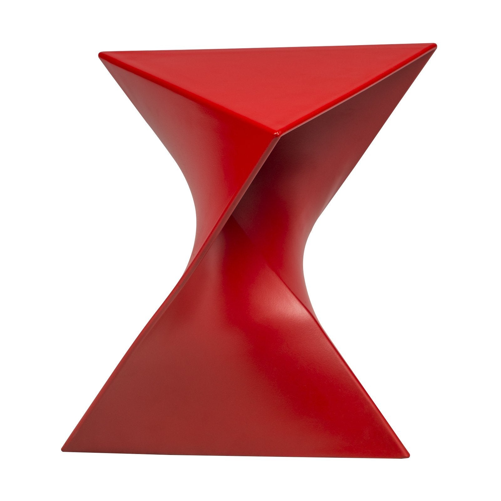 LeisureMod 15.75 Triangular Side Table, Stackable Plastic Accent End Table for Indoor & Outdoor Use, Weather-Resistant Modern Patio & Living Room Table, Red-Used Condition