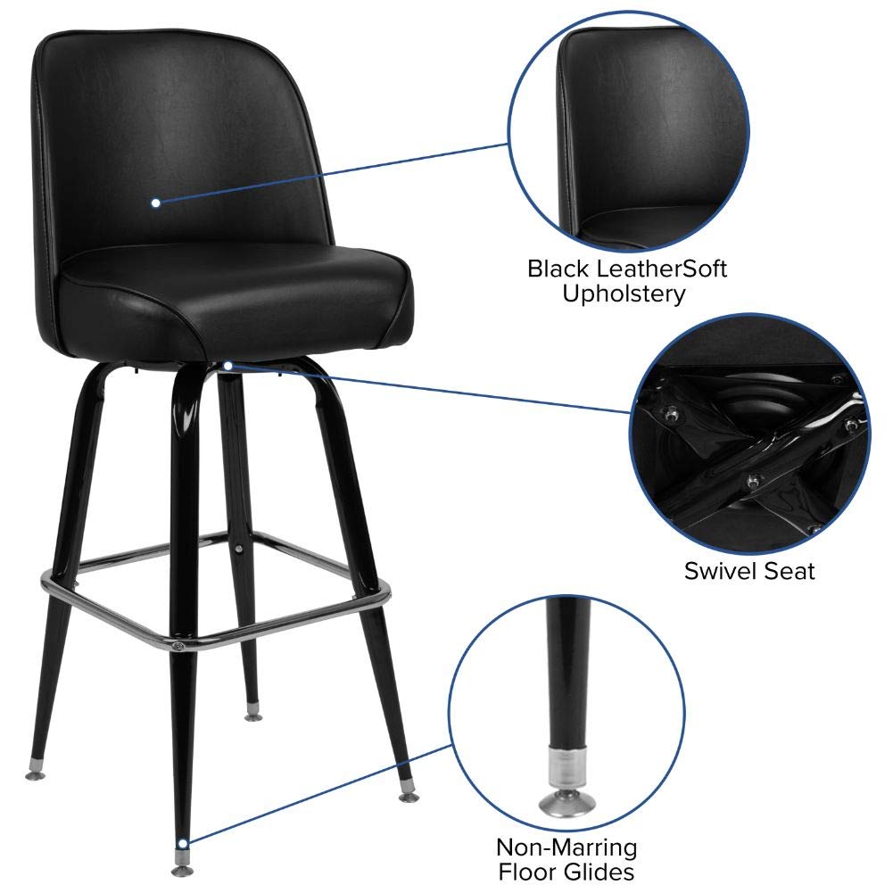 Flash Furniture James Metal Barstool with Swivel Bucket Seat