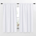 Nicetown Window Treatment Curtain Panels - (White Color) W52 X L63, 2 Pieces, Semi Blackout Window Treatment Drape Panel For Kids Bedroom