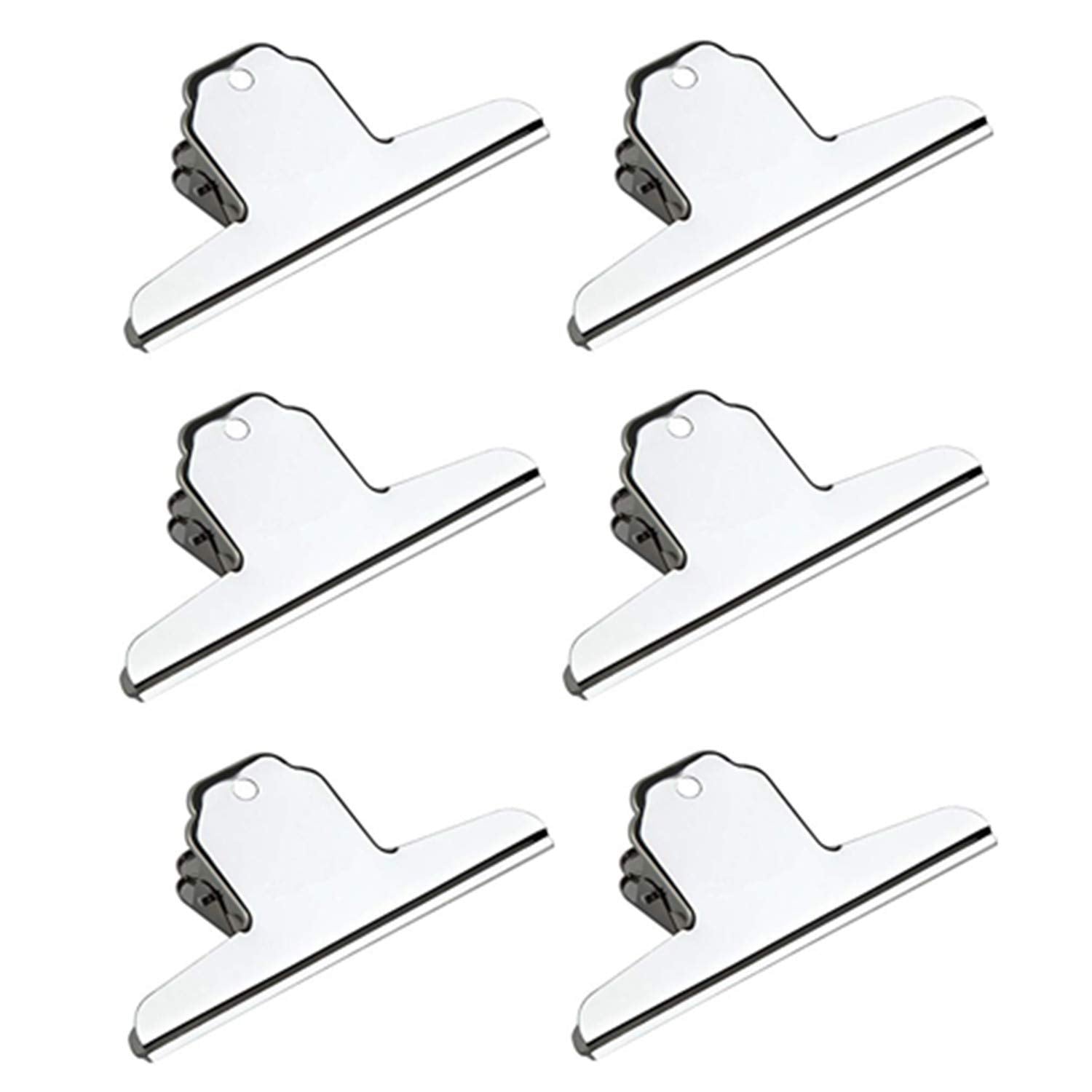 Xmhf 6Inch Large Bulldog Clip, Silver Stainless Steel File Money Binder Clips Clamps/Metal Food Bag Paper Clips For Home Office