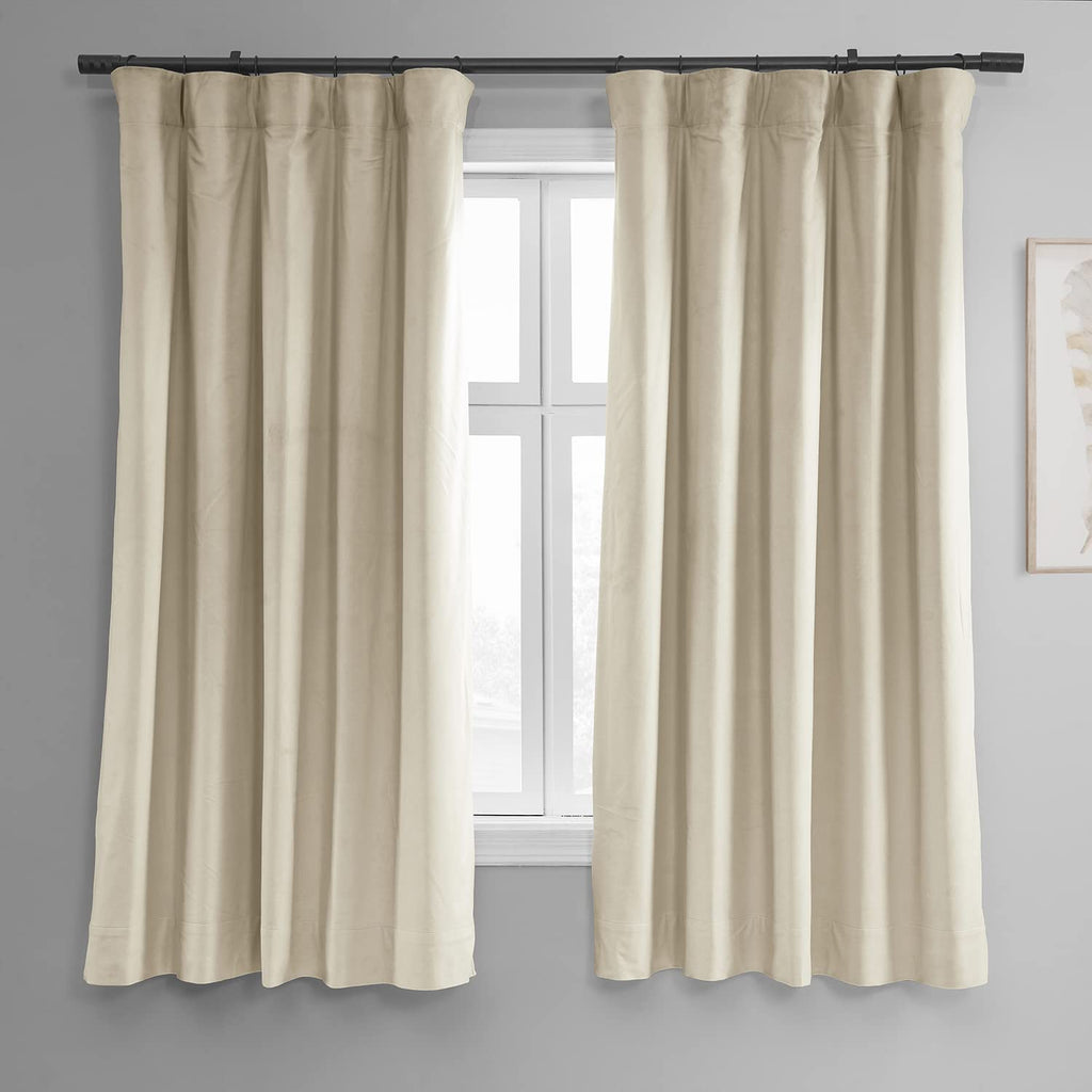 Hpd Half Price Drapes Signature Velvet Thermal Blackout Curtains For Living Room 63 Inch Long (1 Panel) Rod Pocket Insulated Blackout Curtains For Bedroom Window Curtains, 50W X 63L, Alabaster Beige