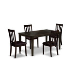 East West Furniture CAAN5-CAP-LC 5 Piece Kitchen Table Set for 4 Includes a Rectangle Dining Table and 4 Faux Leather Dining Room Chairs, 36x60 Inch, Cappuccino
