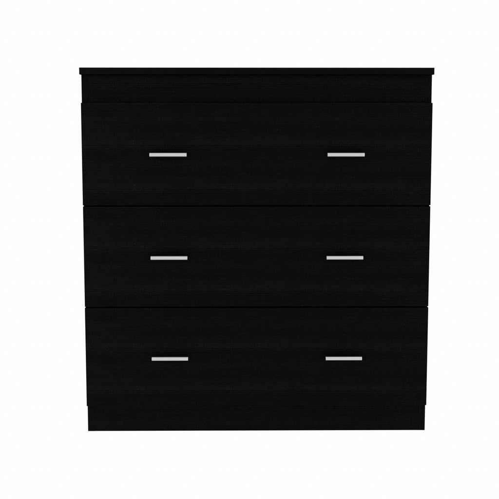 HomeRoots Particle Board 33" Black Three Drawer Dresser