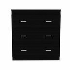 HomeRoots Particle Board 33" Black Three Drawer Dresser
