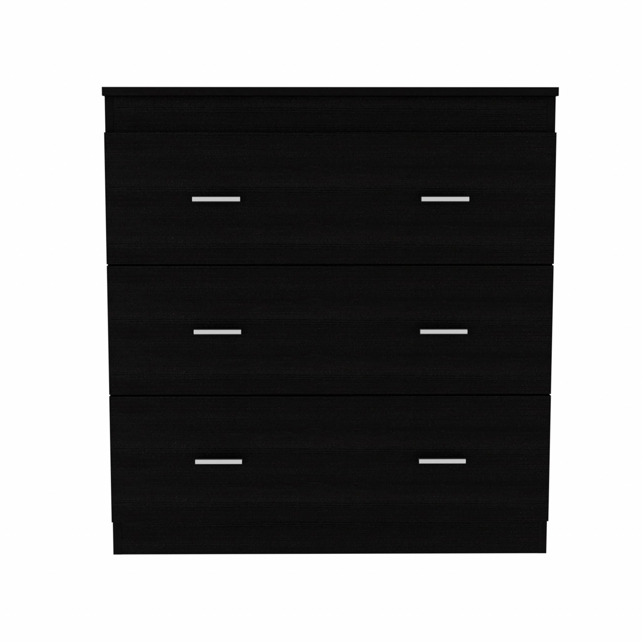 HomeRoots Particle Board 33" Black Three Drawer Dresser