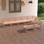 vidaXL Solid Pinewood Patio Lounge Set 8 Piece Garden Outdoor Lawn Yard Terrace Balcony Wooden Seat Seating Sitting Chair Furniture