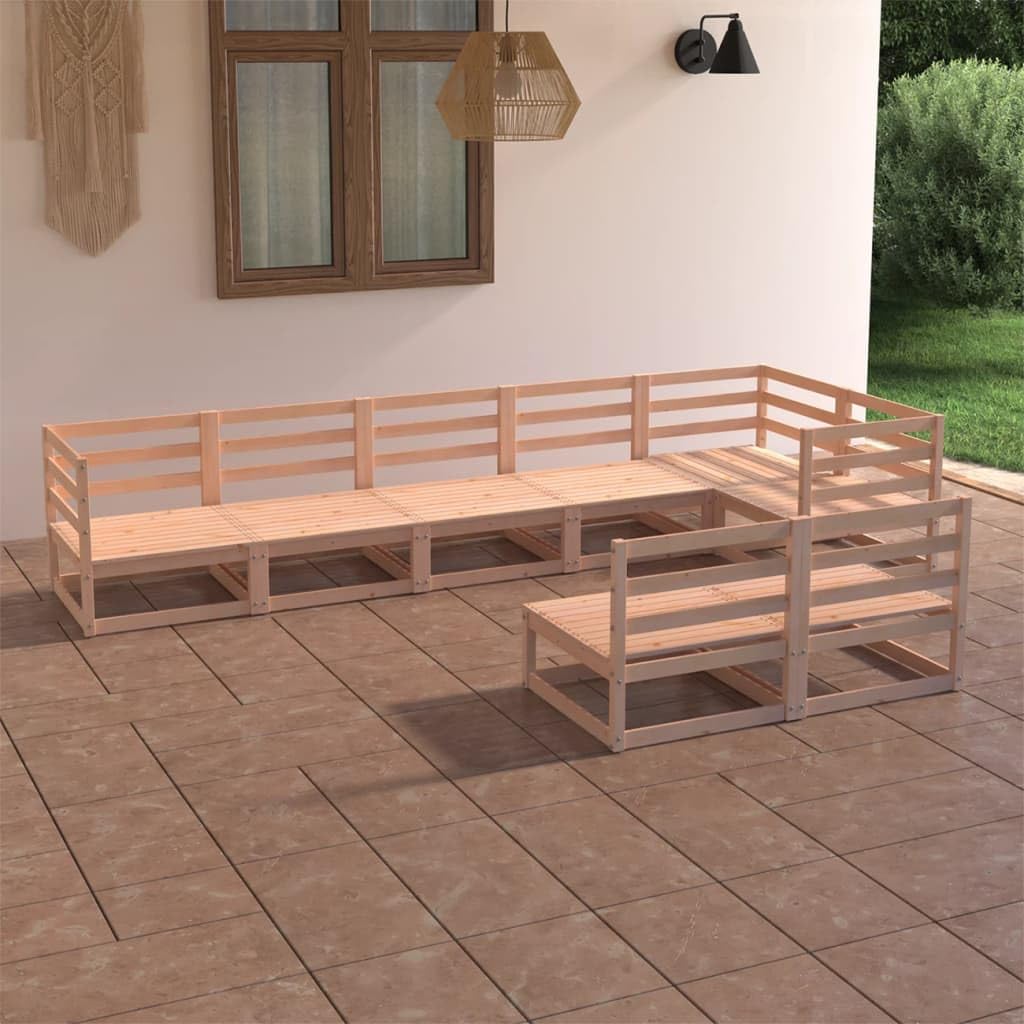 vidaXL Solid Pinewood Patio Lounge Set 8 Piece Garden Outdoor Lawn Yard Terrace Balcony Wooden Seat Seating Sitting Chair Furniture