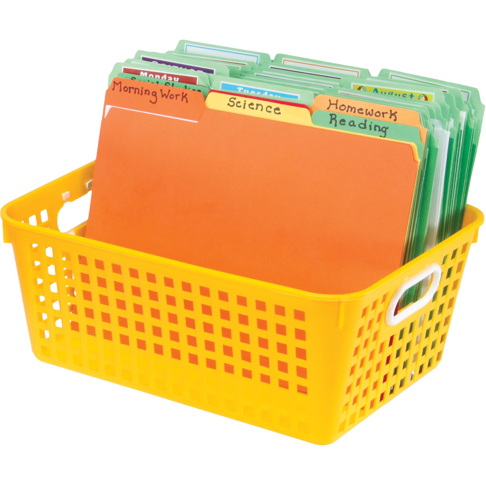 Really Good Stuff Plastic Storage Baskets - 4 Pack - Assorted Primary Colors, Stackable Mesh Baskets With Grip Handles - Classro