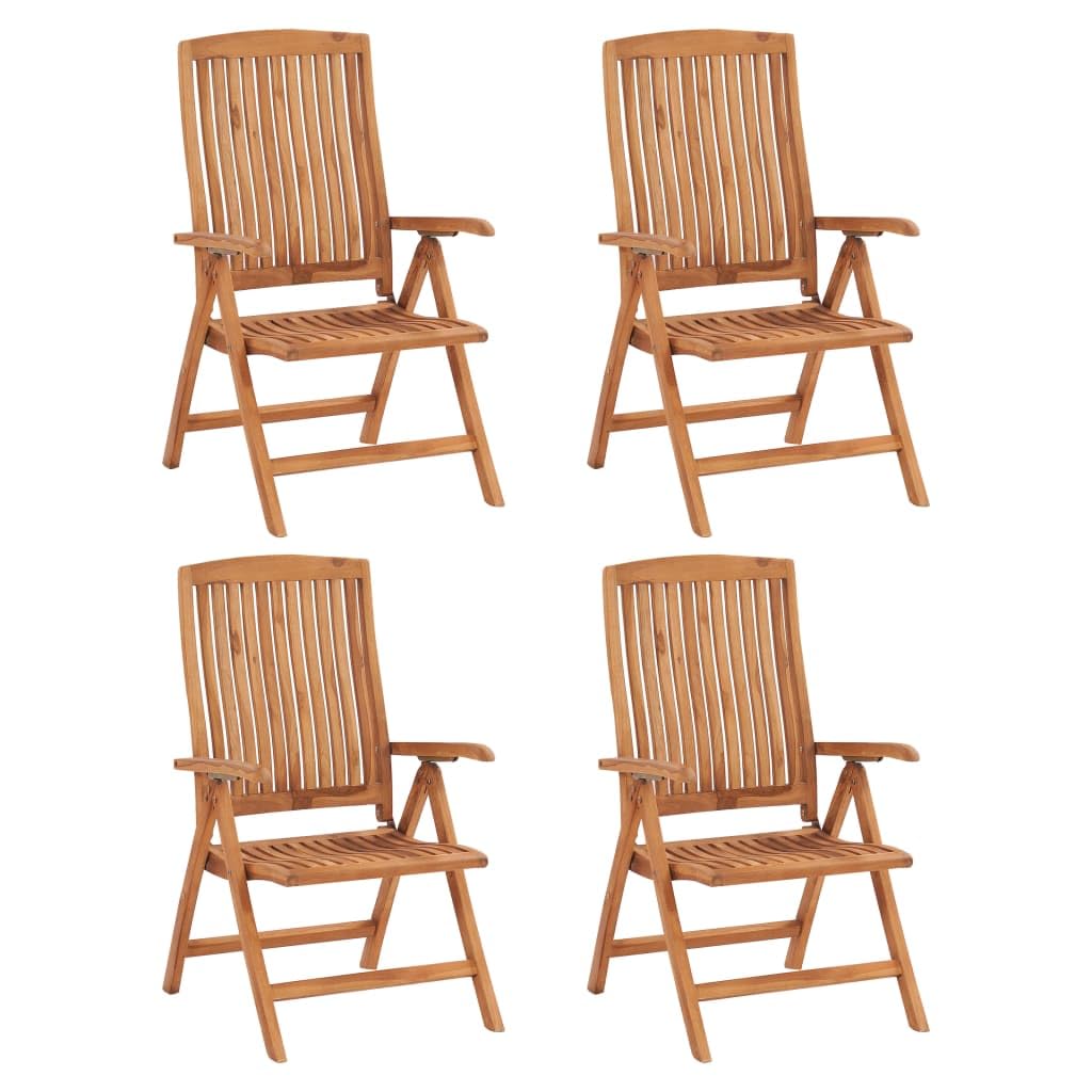 vidaXL 4X Solid Teak Wood Reclining Patio Chairs Garden Outdoor Balcony Backyard Terrace Lounge Dinner Dining Seating Home Furniture
