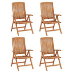 vidaXL 4X Solid Teak Wood Reclining Patio Chairs Garden Outdoor Balcony Backyard Terrace Lounge Dinner Dining Seating Home Furniture