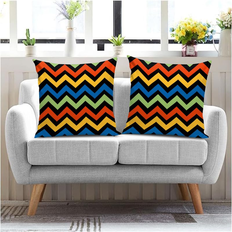 Bmrgifts Jute Fabric Decorative Designer Printed Cushion Cover Decorations For Sofa Living Room 16 X 16 Inch Set Of 2 Multi (Cc3
