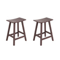 Costaelm All-Weather Bar Stools Set Of 2, 24' Height Outdoor Bar Stools, Adirondack Poly Patio Bar Stool For Patio, Deck, Kitchen Counter And Garden, Dark Brown