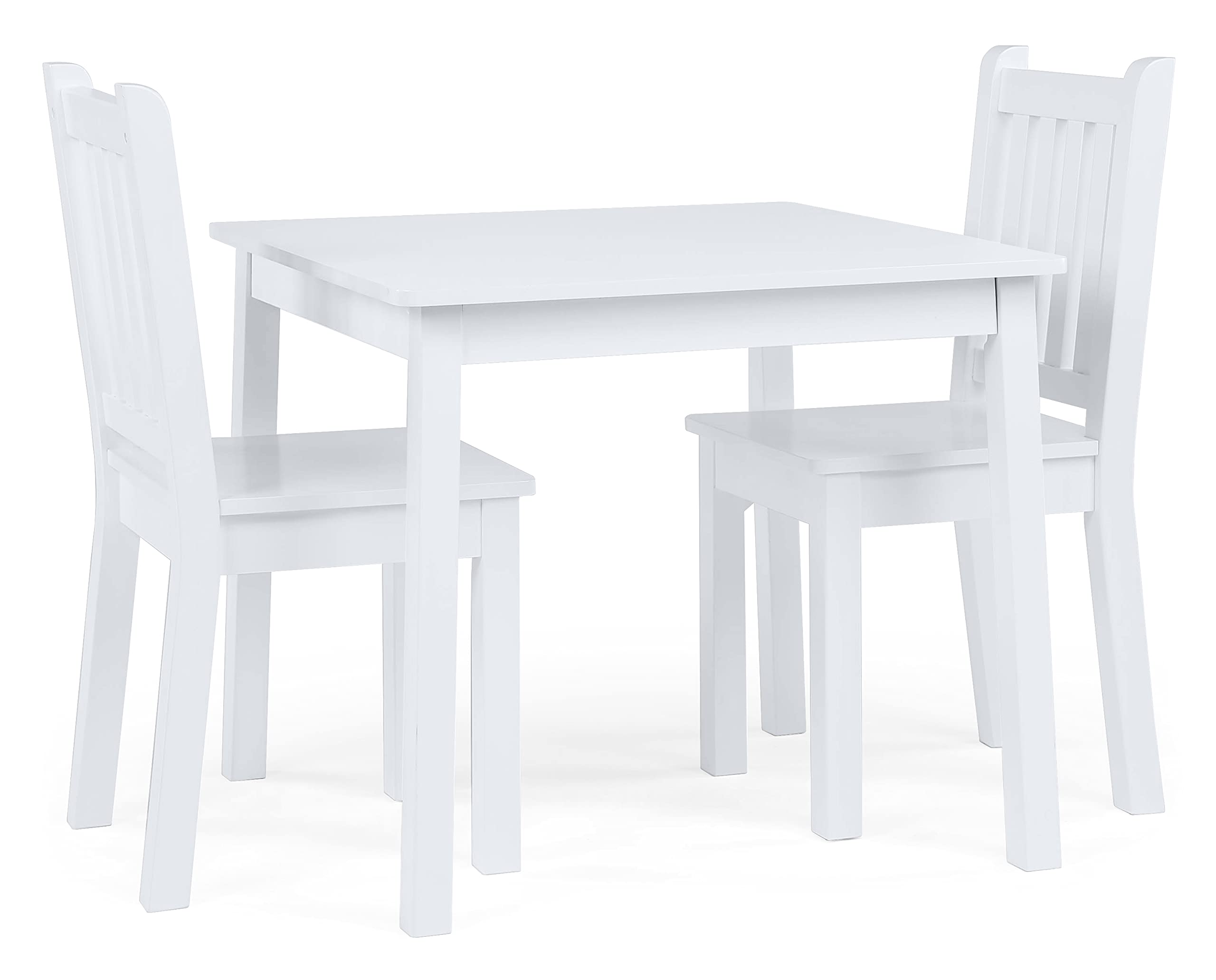 Humble crew, White Kids Wood Square Table and 2 chairs Set