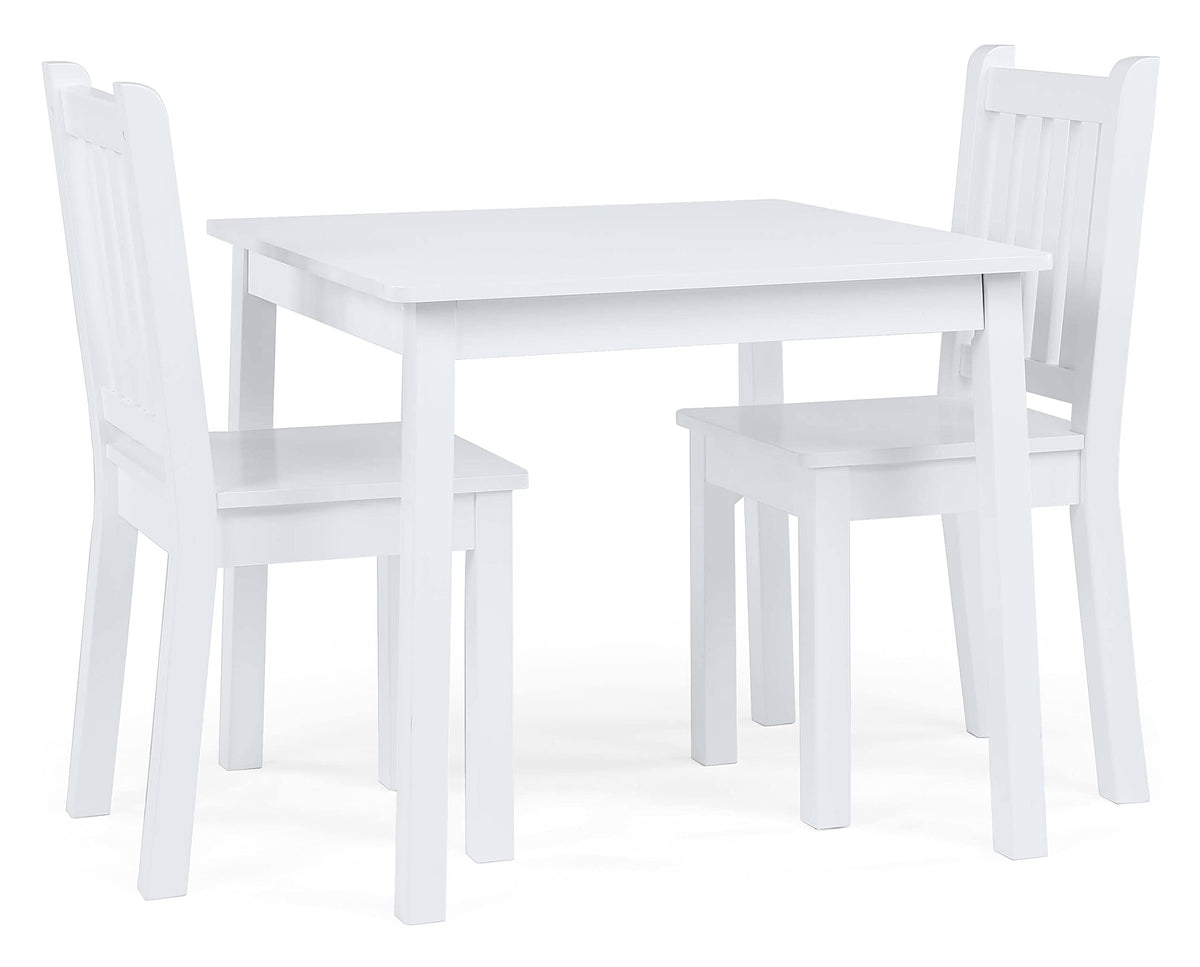 Humble crew, White Kids Wood Square Table and 2 chairs Set