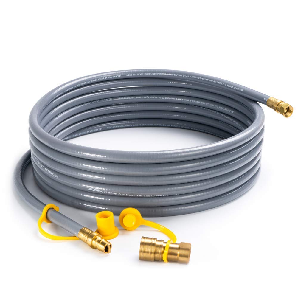Hiland Dh22+Qh1 20' Natural Gas Hose 60,000 Btu Capacity, One Size Gray, Black
