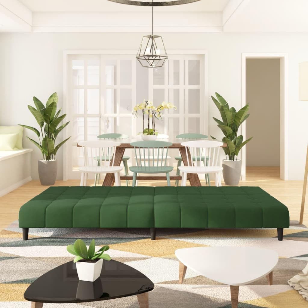 vidaXL Velvet 2-Seater Sofa Bed - Convertible Loveseat Couch and Twin Bed, Dark Green, Comfortable Upholstery, Wooden Frame, Multifunctional for Small Spaces